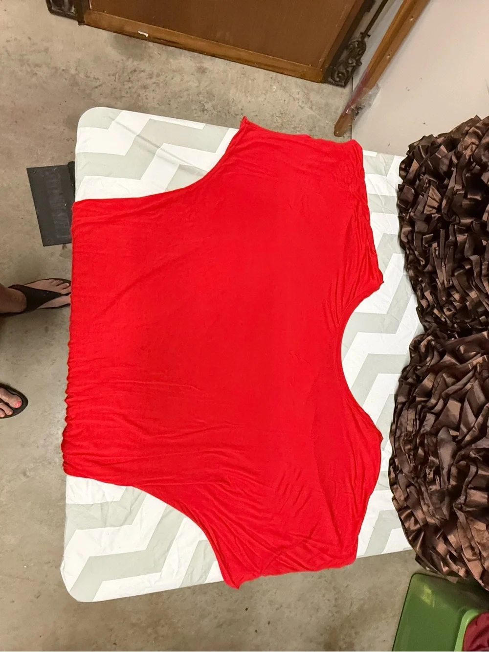 Women's Relaxed Red Scoop Neck Tunic